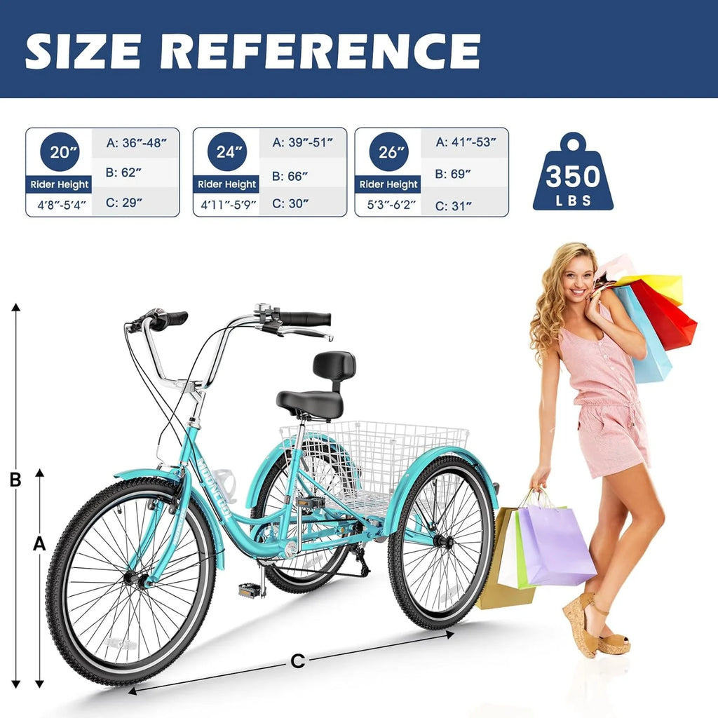 20/24/26 inch 7 Speed Adult Tricycle with Basket H677111