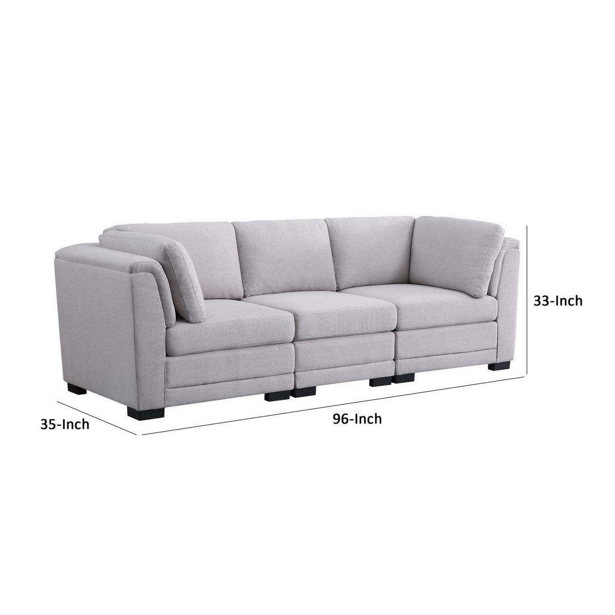 Gray 96 Inch 3 Seater Modular Sofa S672