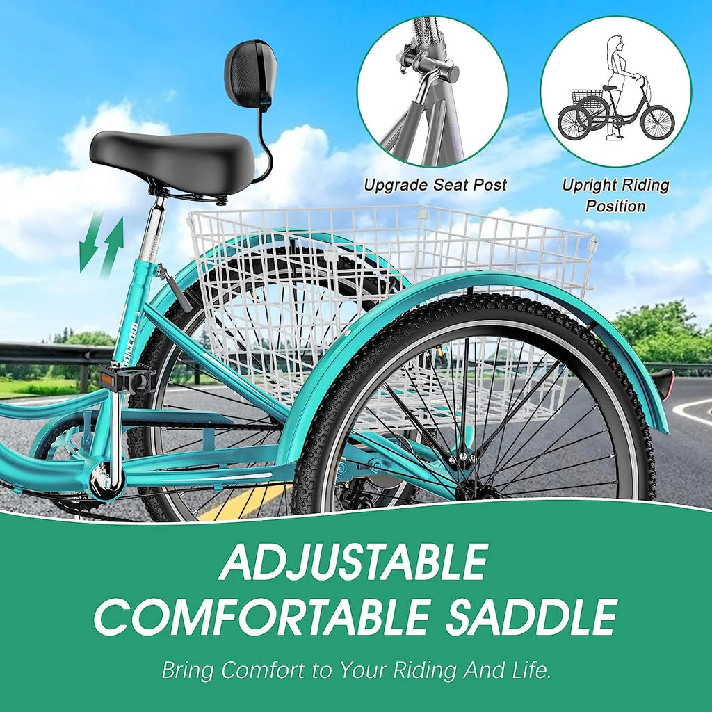 20/24/26 inch 7 Speed Adult Tricycle with Basket H677111