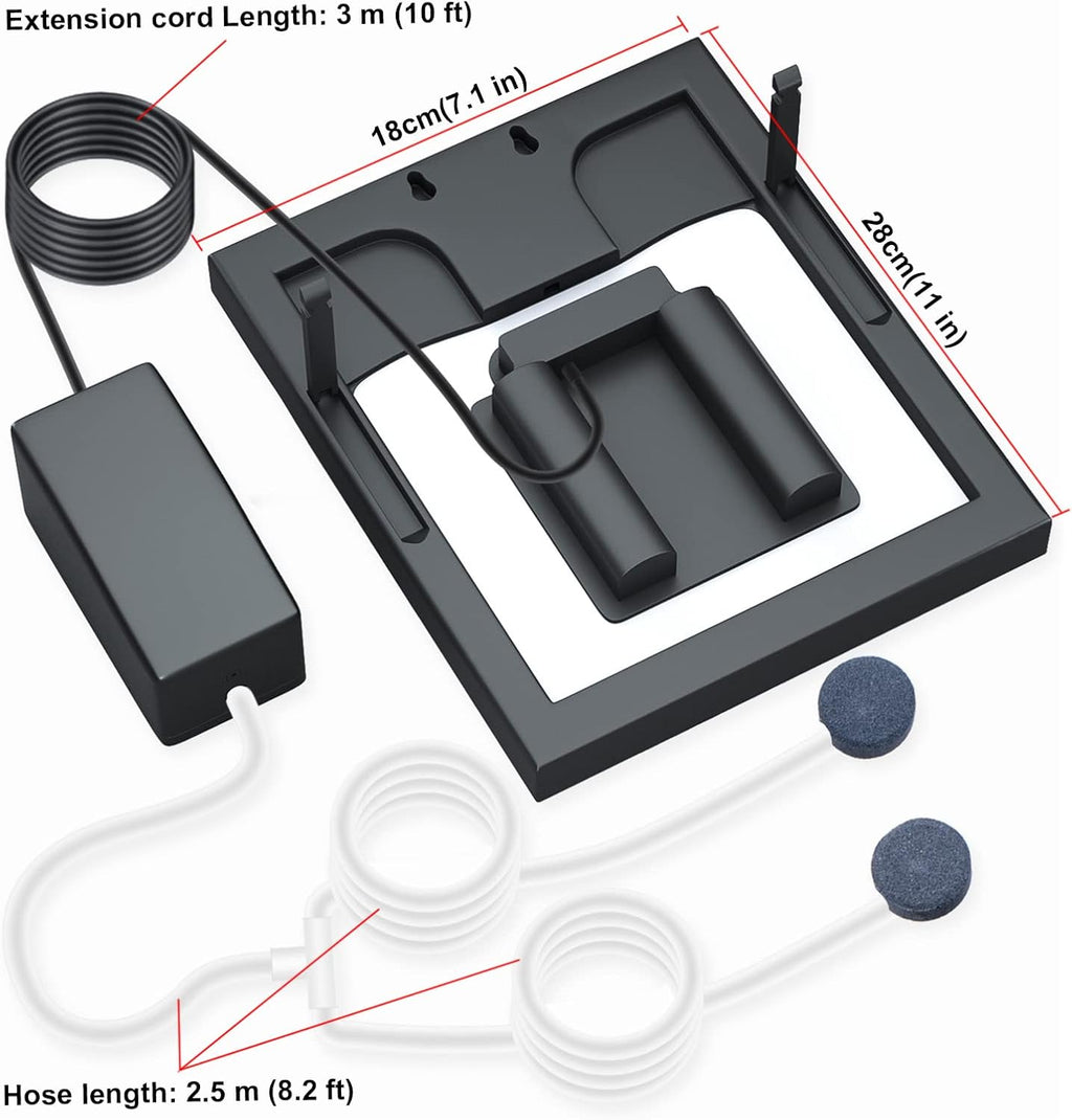Solar Air Pump Aerator for Fish Pond, 6W, 10 ft Cable, 8.2 ft Hose, 13 GPH, 2 Bubble Stones, 7.1 x 11 in Solar Panel B3192