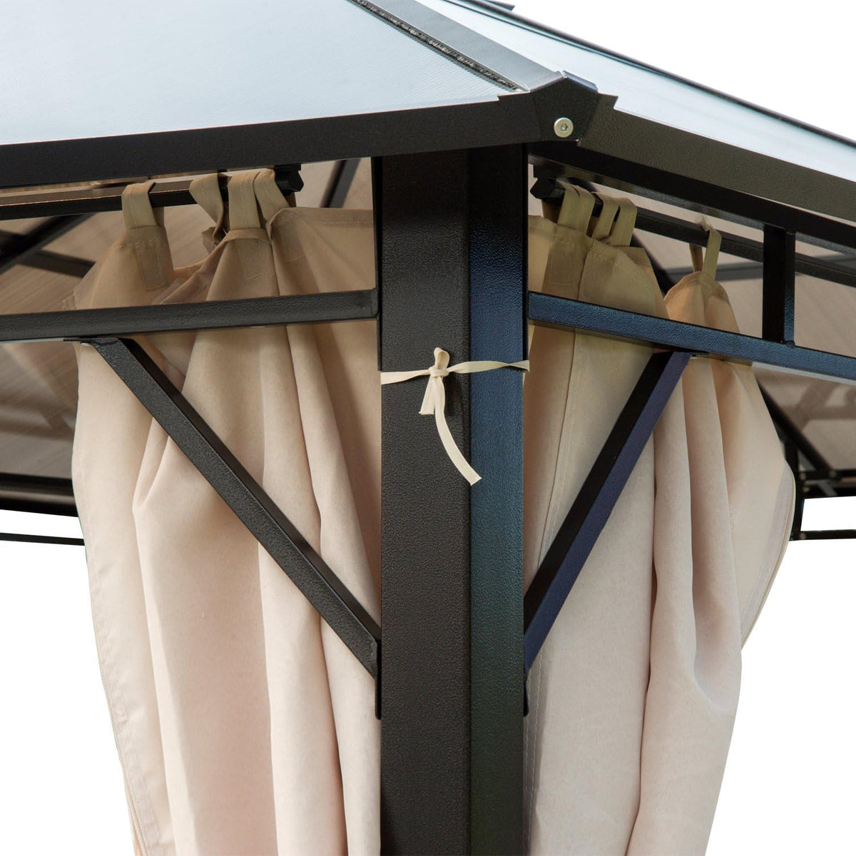 10x12 Hardtop Gazebo with Metal Frame, Polycarbonate Canopy with Curtains X850872