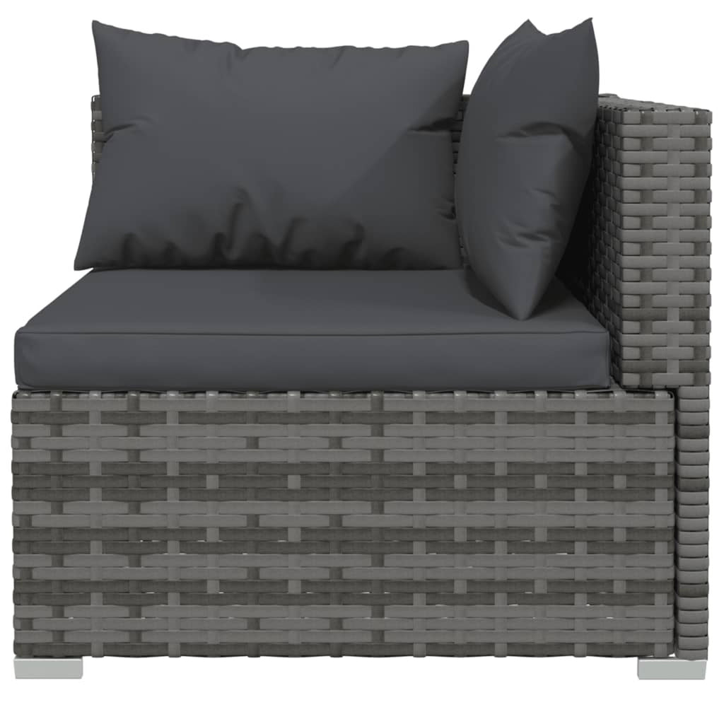 3 Piece Patio Lounge Set Gray Poly Rattan Sectional Outdoor Furniture Set O5379