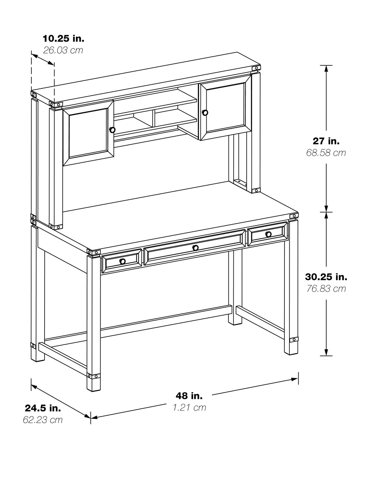 Champagne Oak Engineered Wood Desk with Hutch S94692