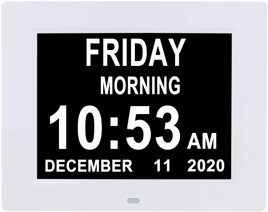 7.5 Inch Extra Large Calendar Day Date Time Clock with Non-Abbreviated Day Month E935853