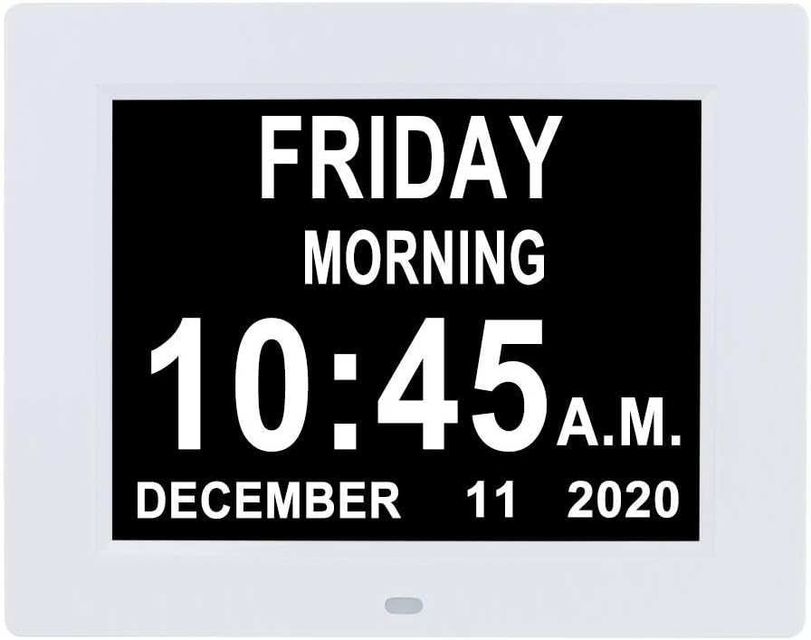 7.5 Inch Extra Large Calendar Day Date Time Clock with Non-Abbreviated Day Month E935853