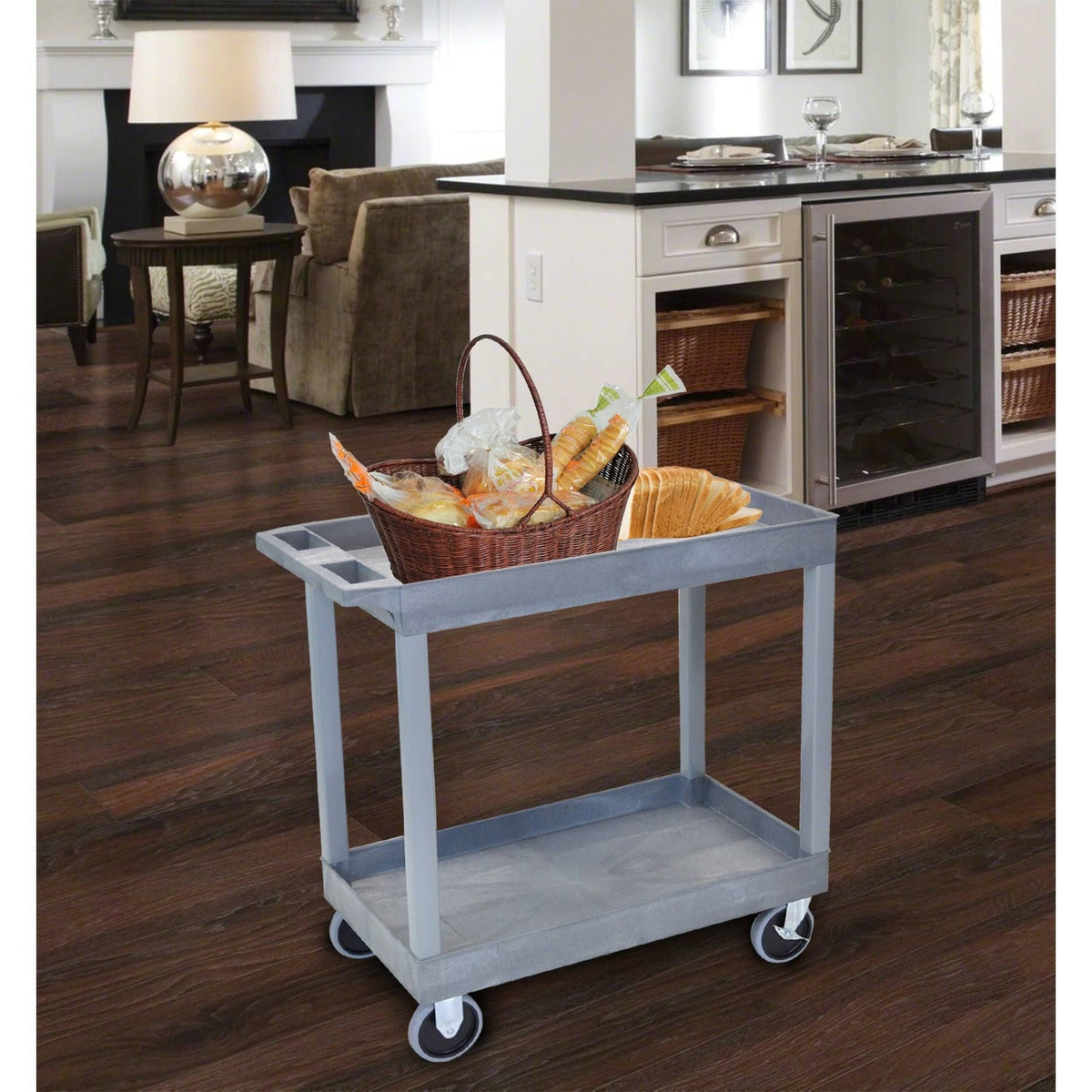 2 Tub Shelf Cart Gray S73820