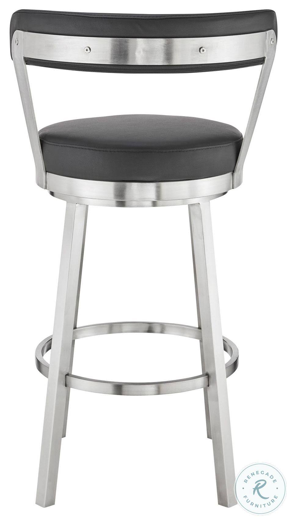 Black Faux Leather and Brushed Stainless Steel Swivel Counter Height Stool M58266