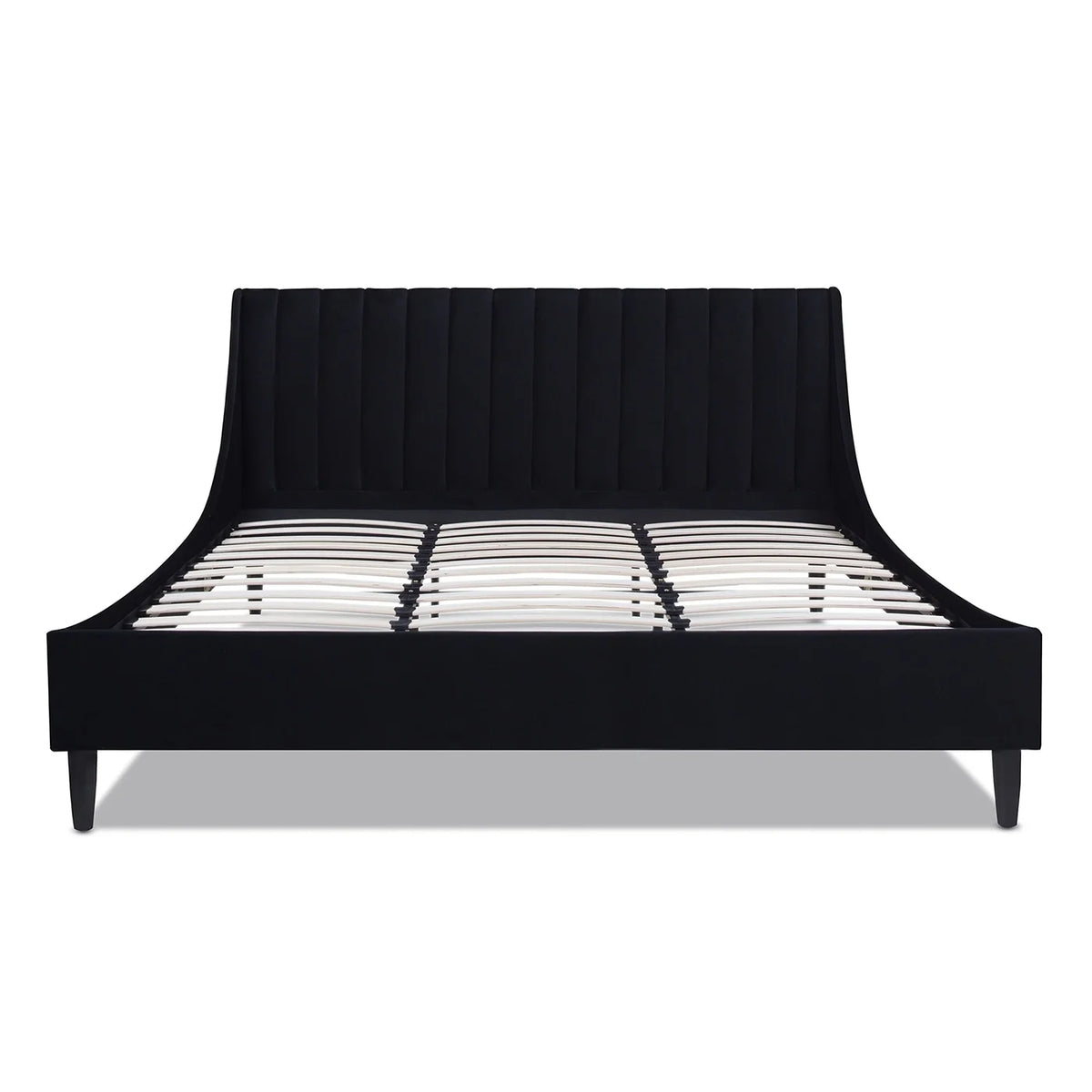 King Anthracite Black Velvet Platform Bed Set H67132
