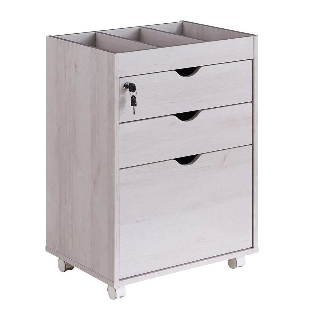 White Wood 3-Drawer File Cabinet V6070