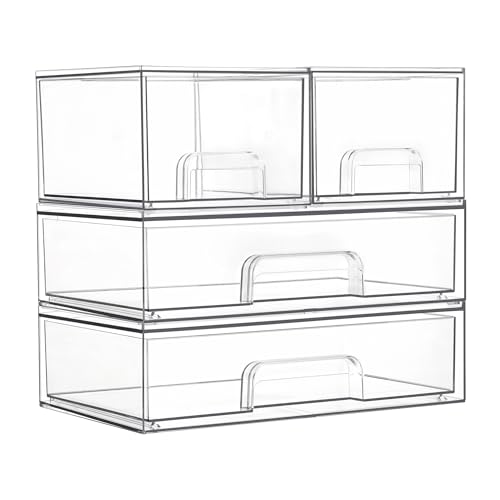 Clear Plastic Stackable Storage Drawers Set of 6 G384
