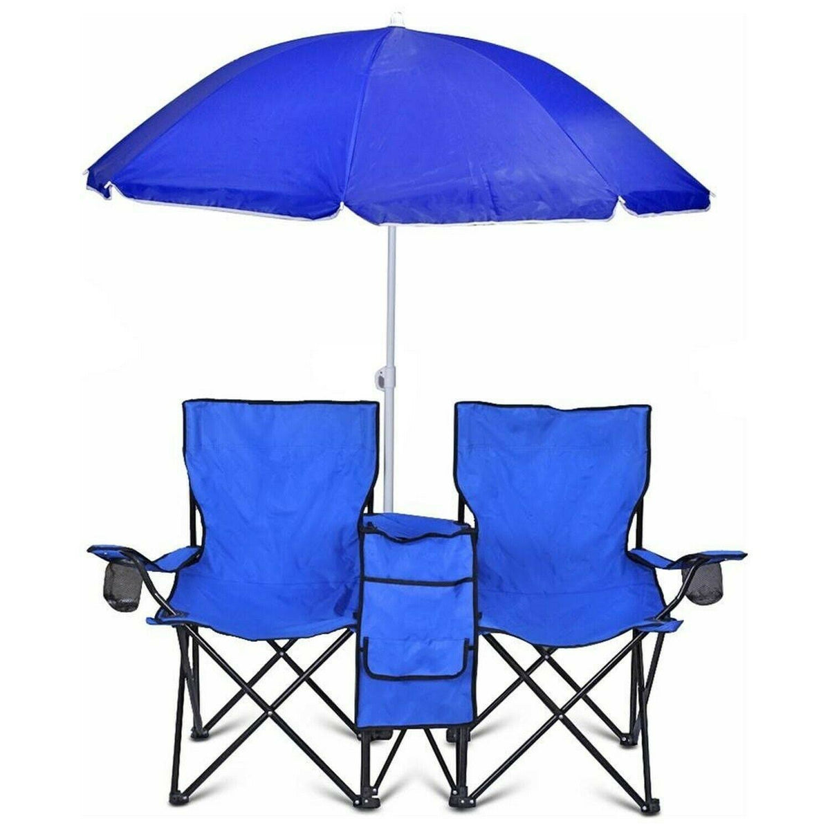 Blue Portable Double Folding Chair with Carry Case P989