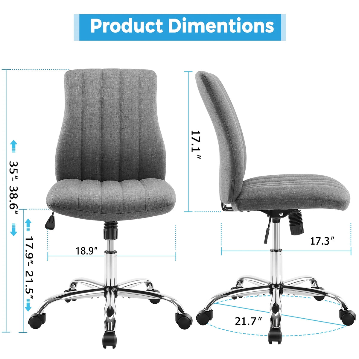 Green Twill Fabric Adjustable Swivel Armless Desk Chair O42736