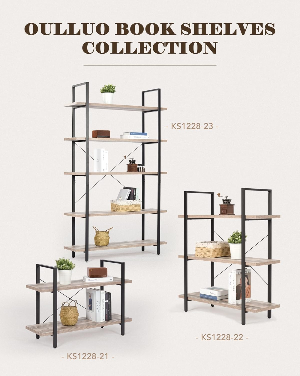 Industrial 2-Tier Wood and Metal Bookcase Z128