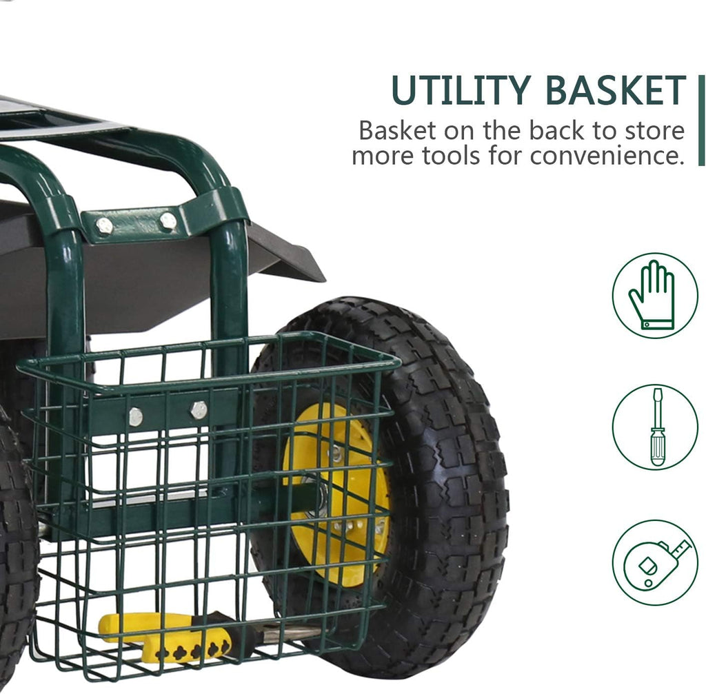 Garden Cart with Wheels Tool Tray E789176