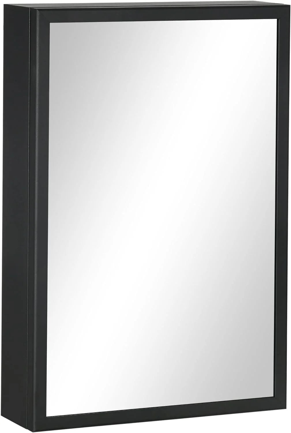 Black Wall-Mounted Stainless Steel Medicine Cabinet with Mirror A2641