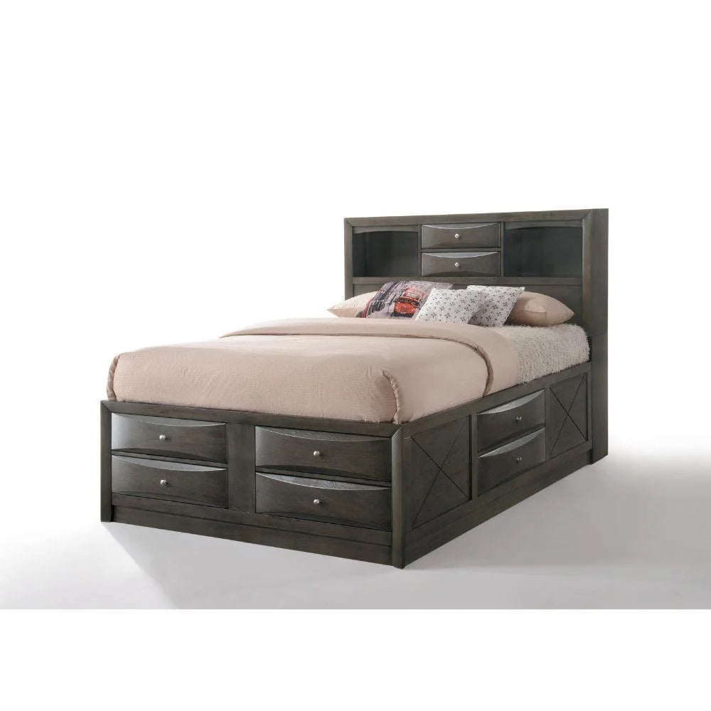 Gray Oak Wood Full 6PCS Bedroom Set with Storage K242374