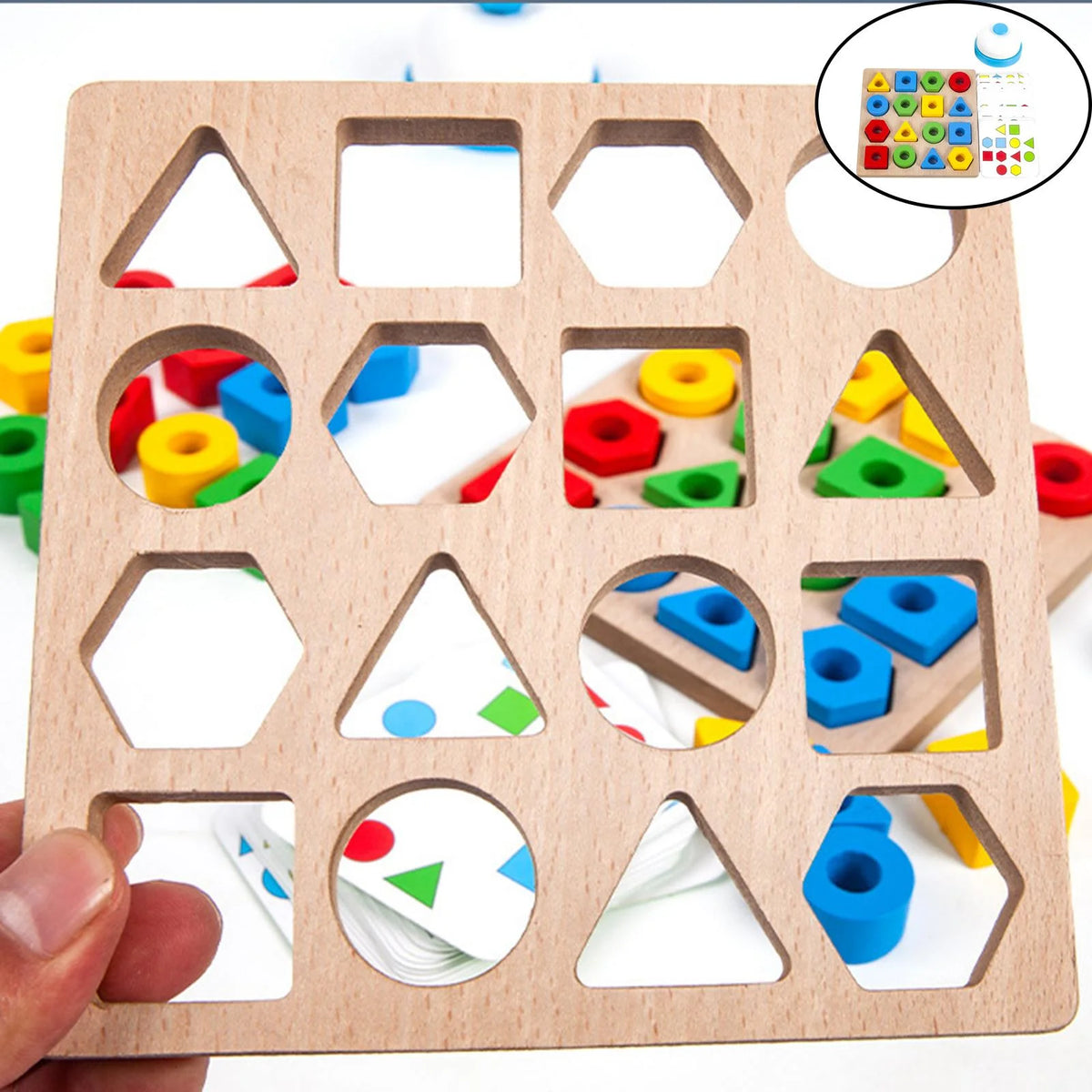 Wood Geometric Shape Matching Stacking Toys Educational Toys for Toddlers O9669