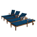 Acacia Wood Adjustable Chaise Lounge with Cushion, Set of 4 V103