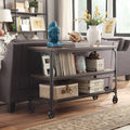 Industrial Wood and Metal Console Table with Wheels A758505