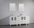 72 in. White Double Sink Vanity Cabinet with Ceramic Sink & Mirror D92635