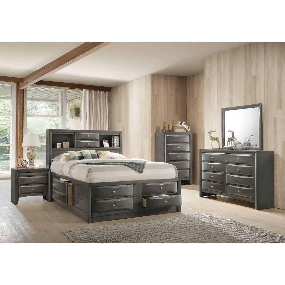 Gray Oak Wood Full 6PCS Bedroom Set with Storage K242374