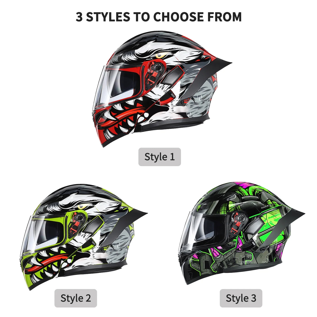 XL Dual Visor Flip up Full Face Motorcycle Helmet F511586