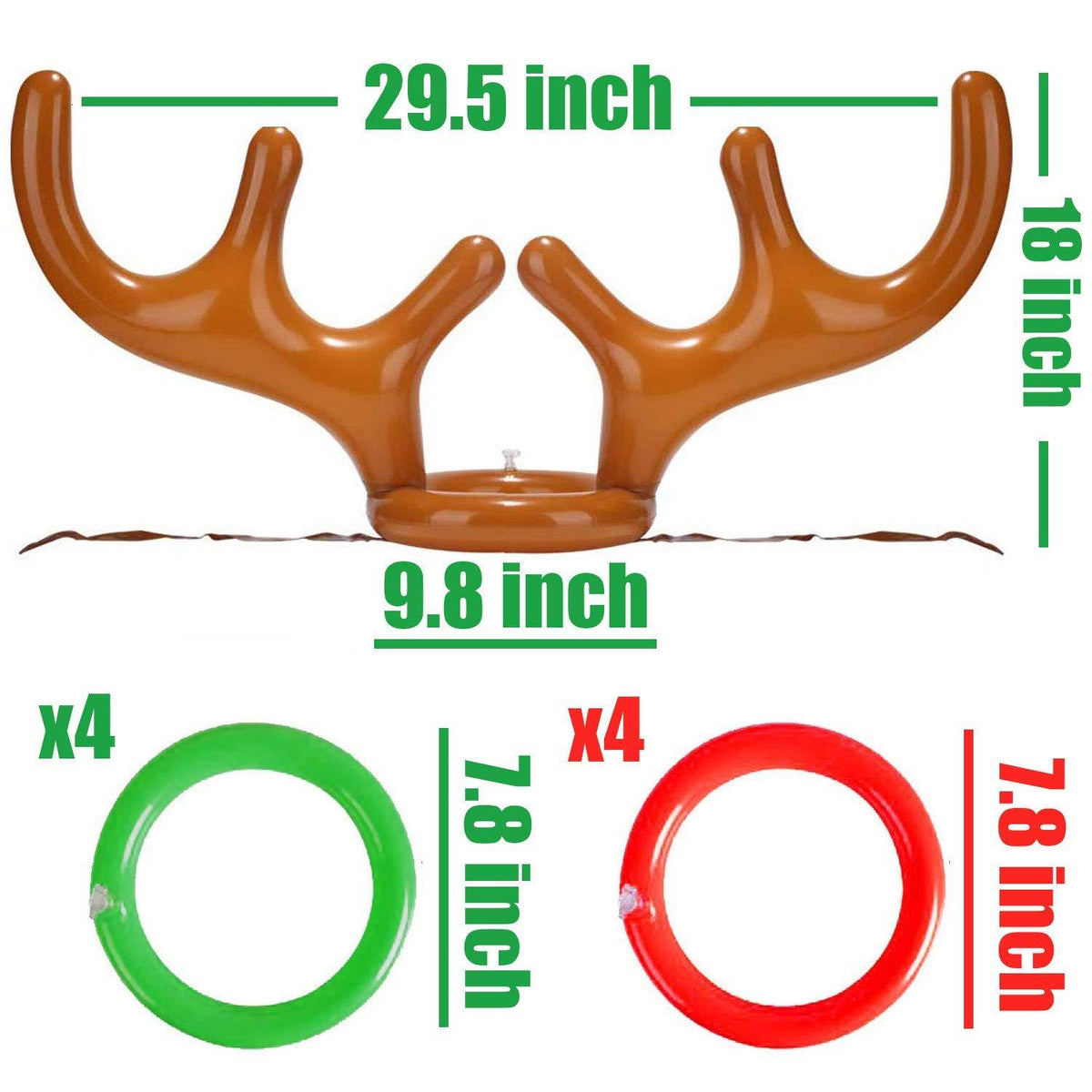 2 Pack Inflatable Reindeer Antler Ring Toss Game with 8 Rings, 2 Antlers J752
