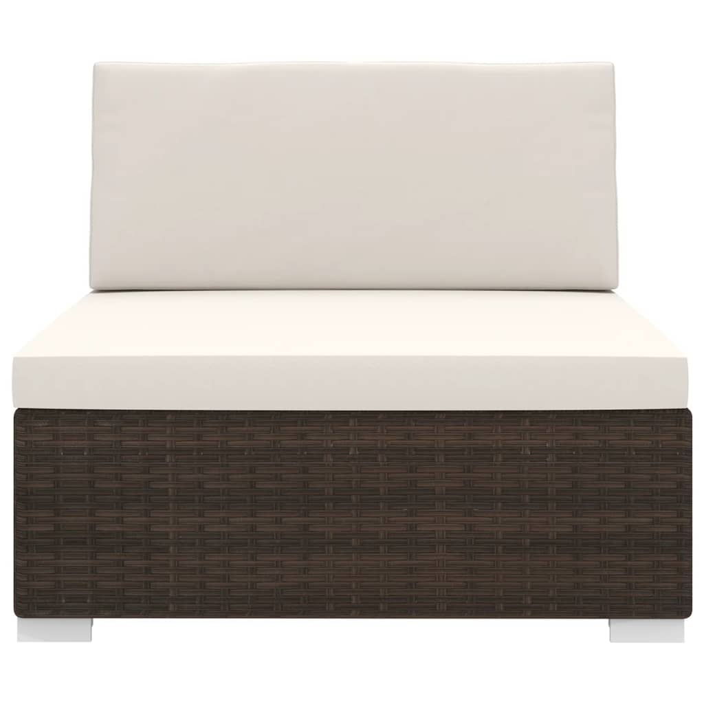 Brown Poly Rattan Sectional Middle Seat with Cushions I727291