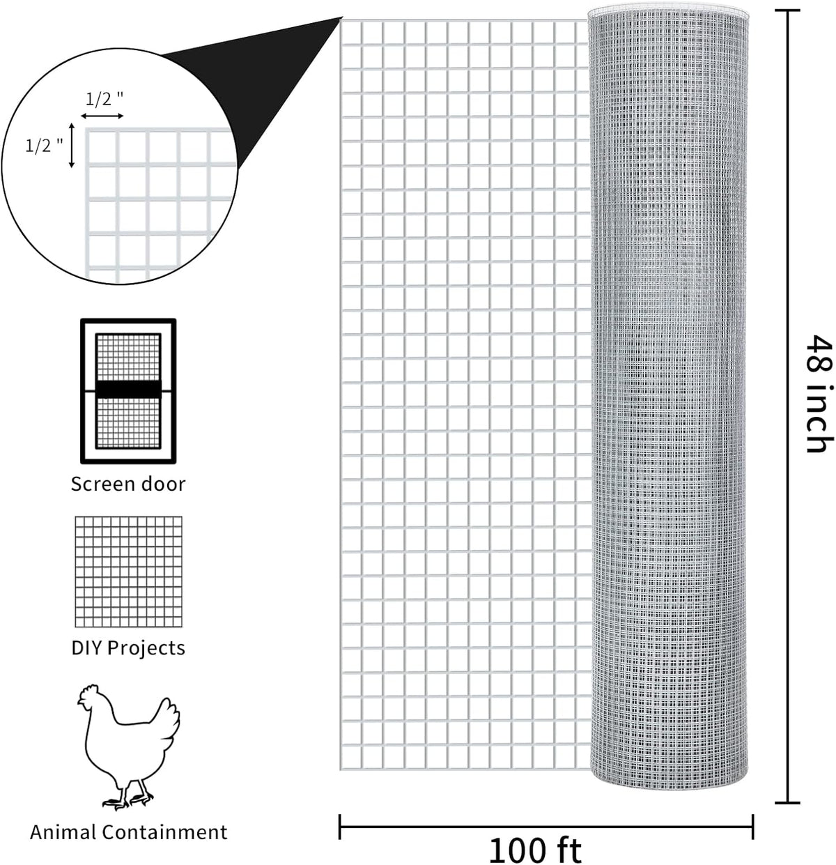 Galvanized Wire Mesh 48inx100ft 19 Gauge Z978