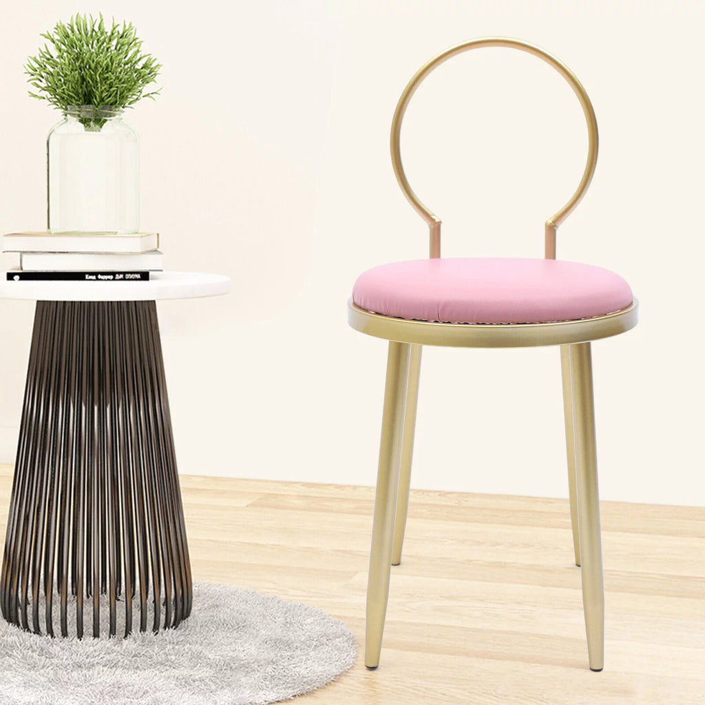 Pink Padded Vanity Chair with Back V2074