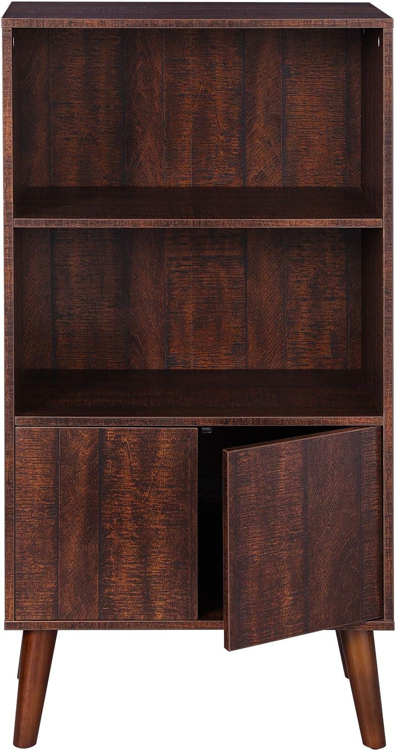 2-Tier Walnut Bookshelf with Doors H248433