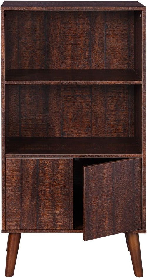 2-Tier Walnut Bookshelf with Doors H248433