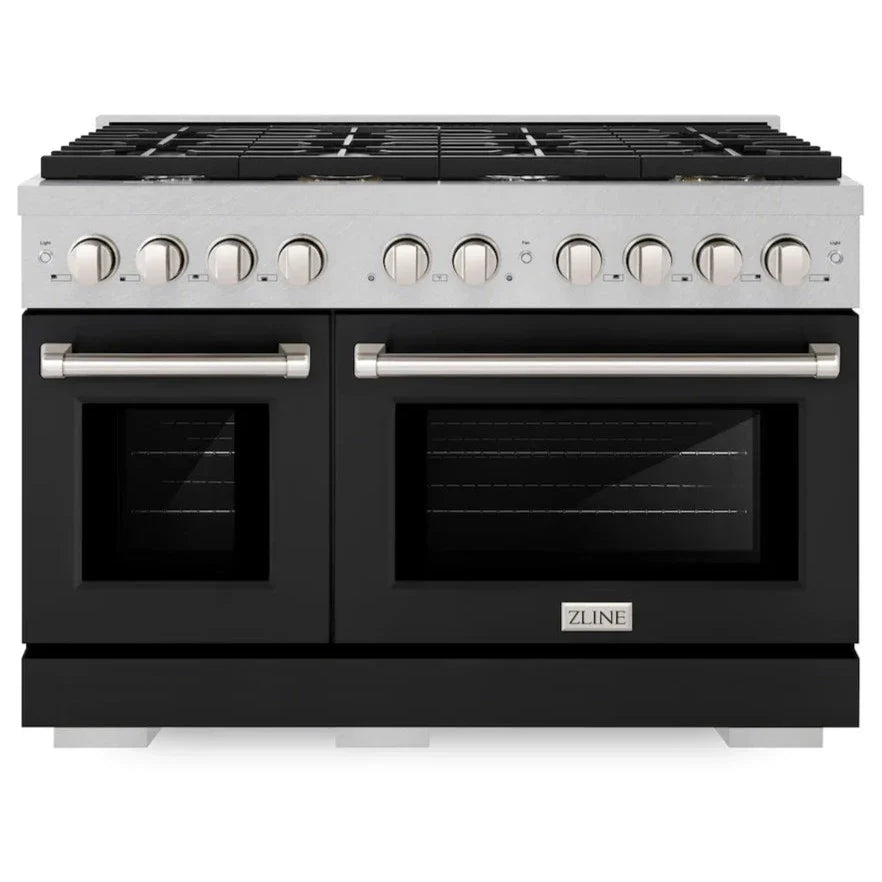 48 6.7 cu. ft. Gas Range with Convection Oven Stainless Steel Black Matte Doors I527953