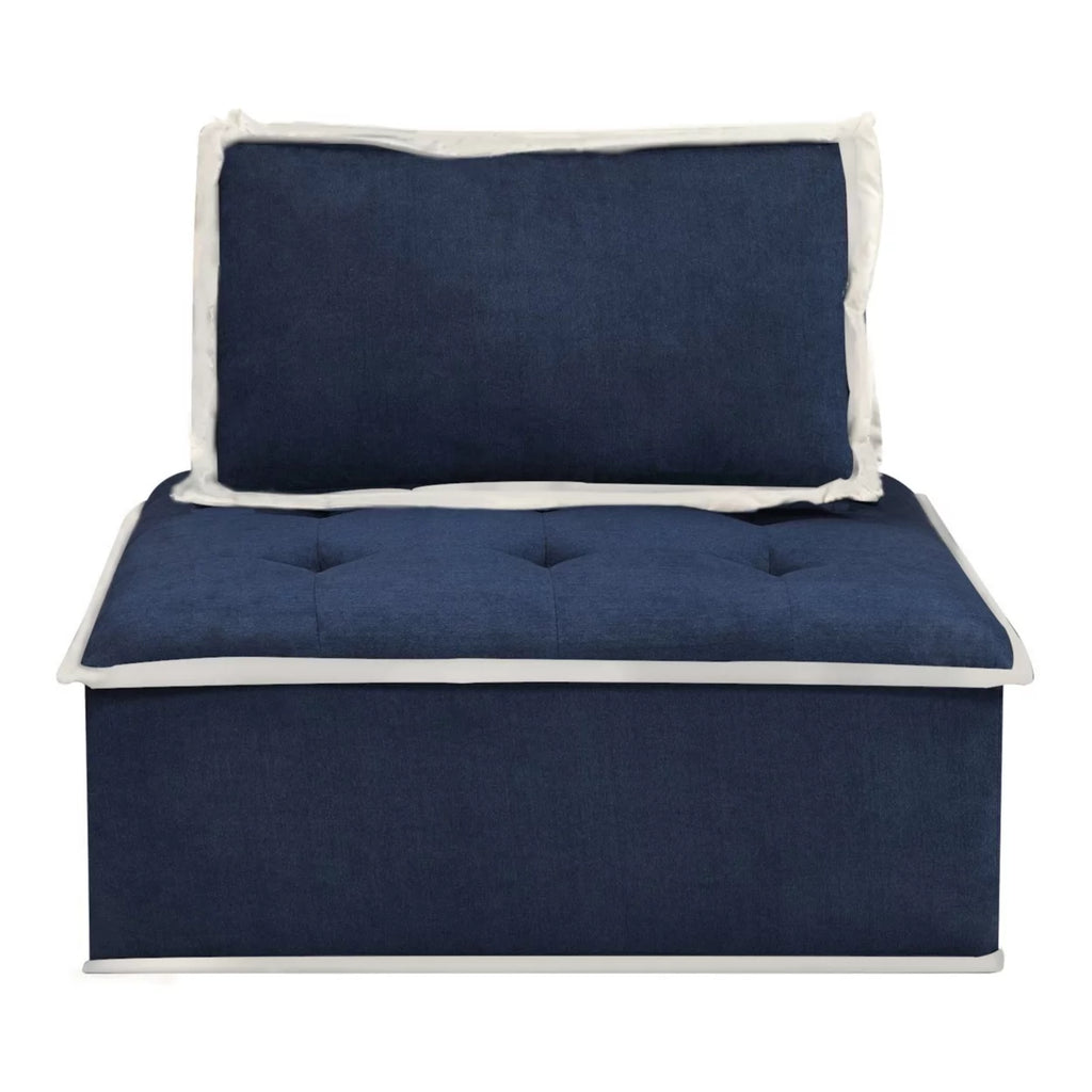 Navy Blue And Cream Fabric Armless Accent Chair C13888