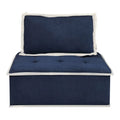 Navy Blue And Cream Fabric Armless Accent Chair C13888
