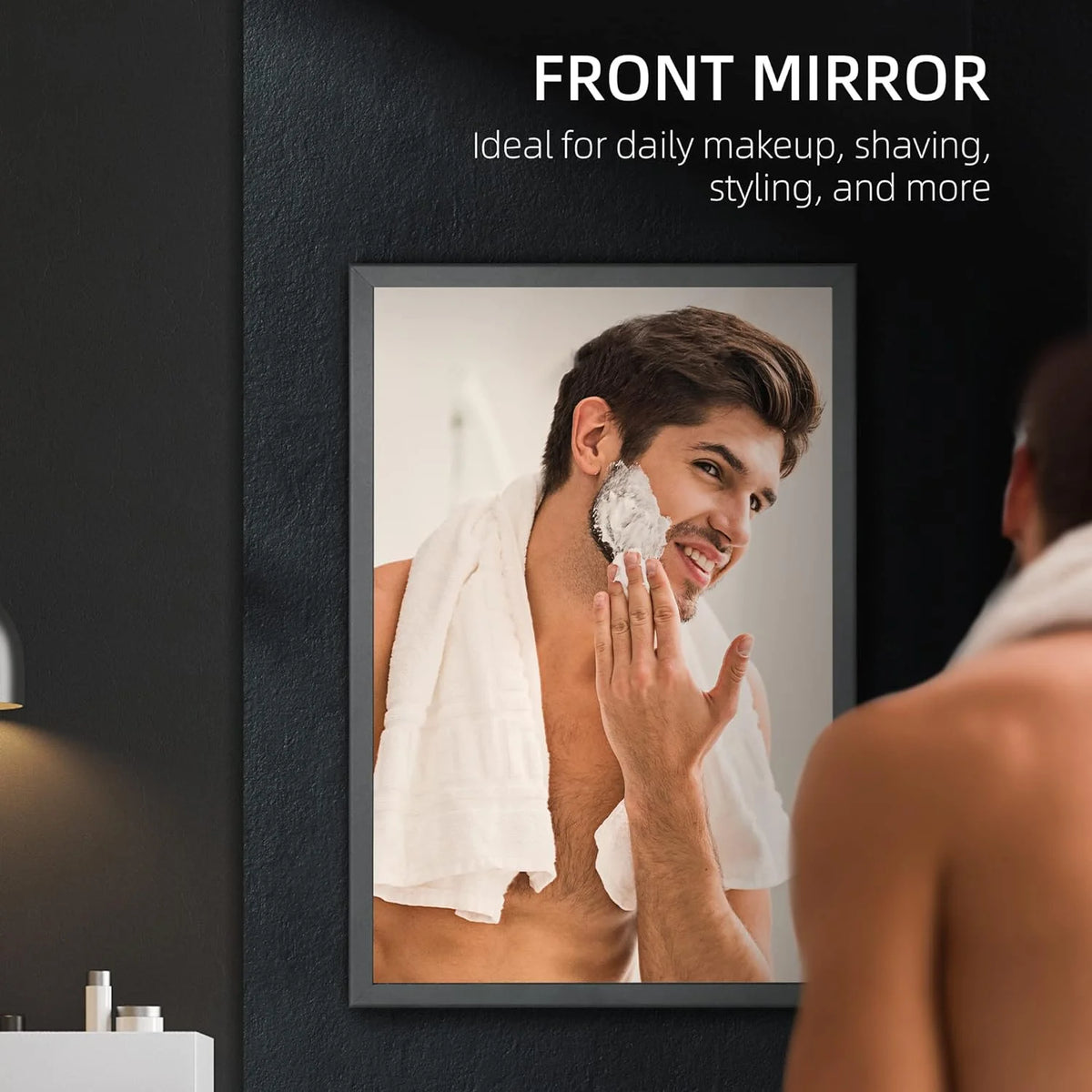 Black Wall-Mounted Stainless Steel Medicine Cabinet with Mirror A2641