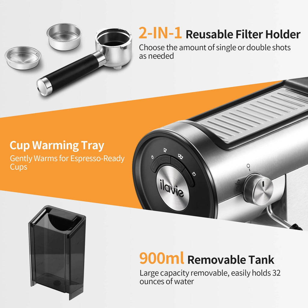 20 Bar Espresso Machine with Milk Frother Steam Wand T838