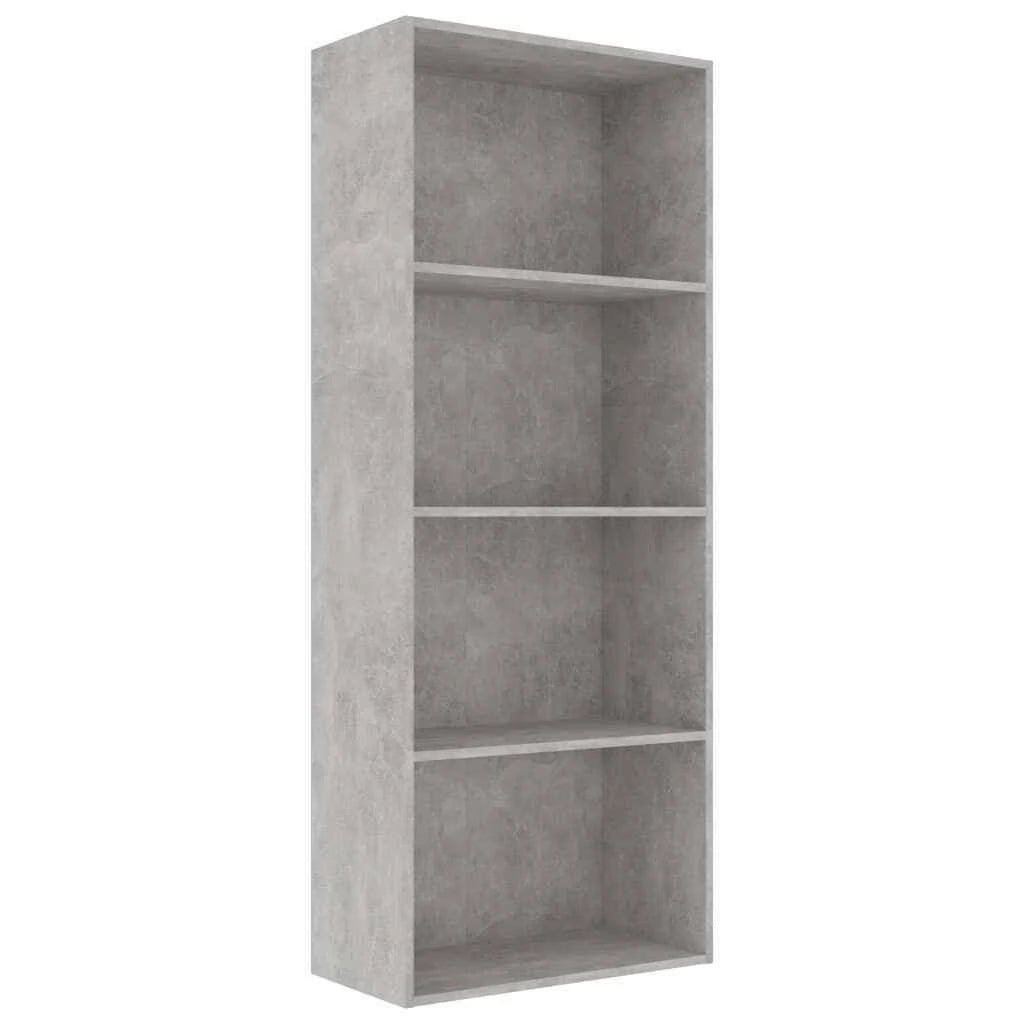 4-Tier Book Cabinet Concrete Gray Chipboard R4368