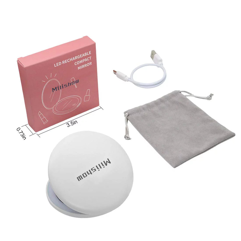 Compact LED Magnifying Rechargeable 2-Sided Makeup Mirror N732708