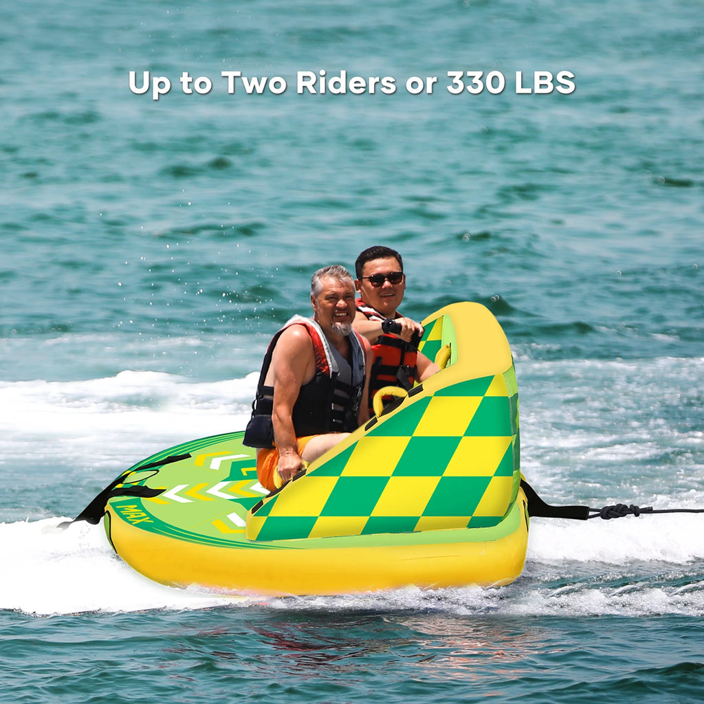 Green Inflatable Towable Tube with Foam Seats & Handles Y664812