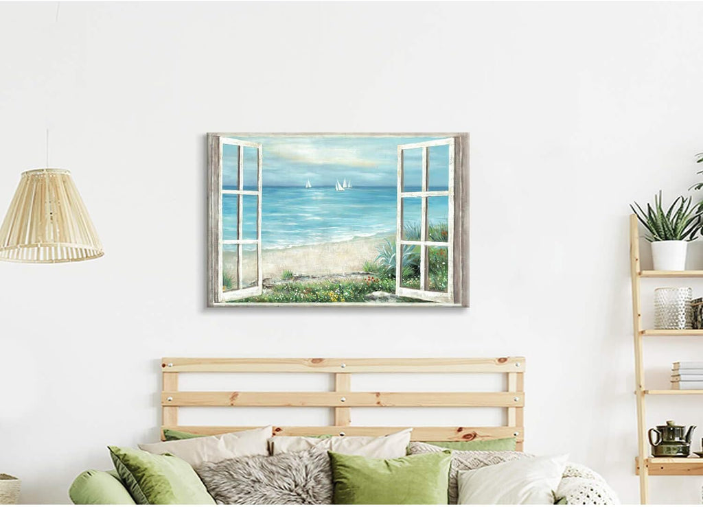 Abstract Sea View Wall Art Canvas Painting 36''W x 24''H X435