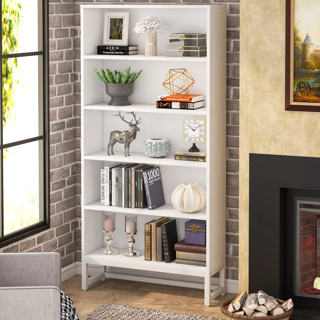 White 5 Shelves Tall Bookcase U46125