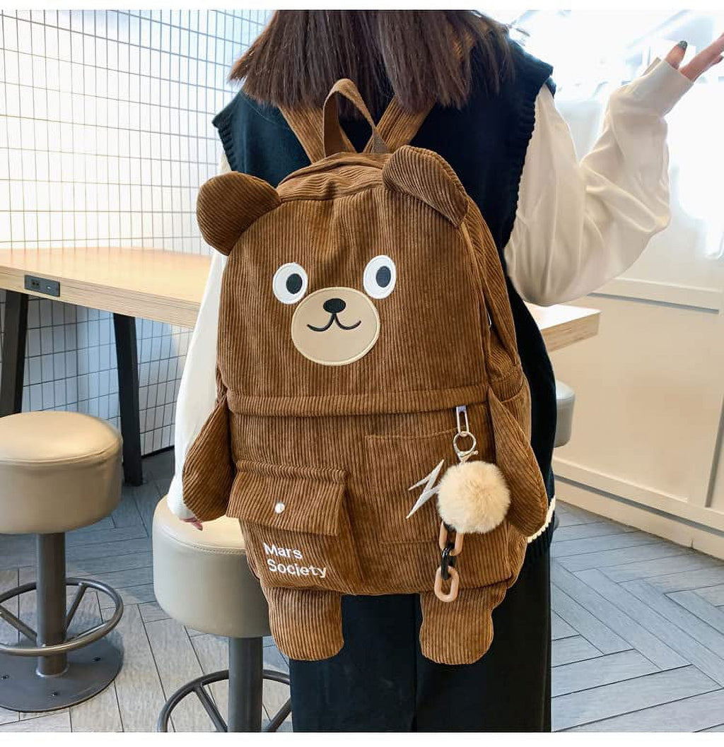 Corduroy Backpack Schoolbag B374
