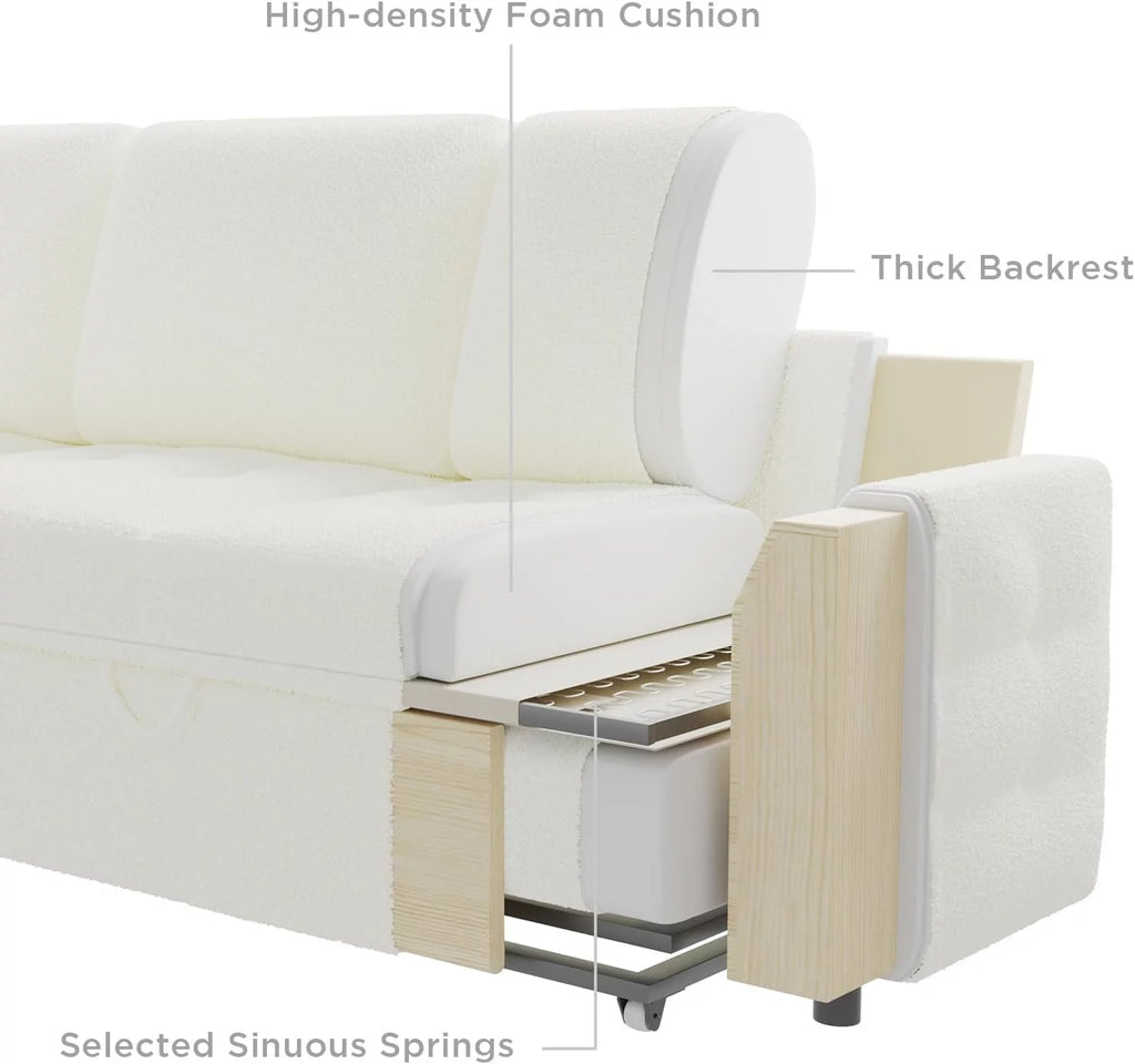 87 Inch Chenille Grey Pull Out Sofa Bed H851712