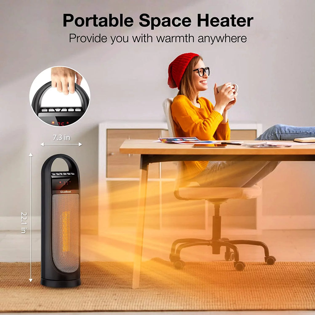 22" Electric Oscillating Tower Space Heater with Thermostat, Remote, Timer, 1500W P483146