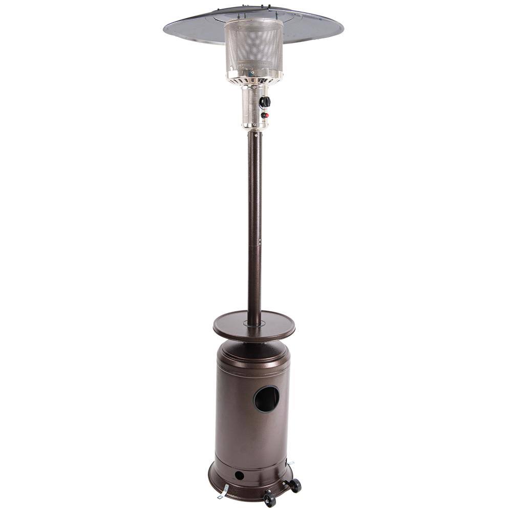 Bronze Outdoor Propane Patio Heater with Side Table and Wheels Z193