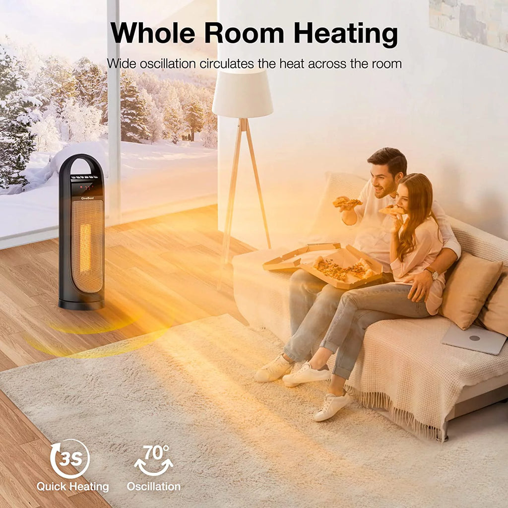 22" Electric Oscillating Tower Space Heater with Thermostat, Remote, Timer, 1500W P483146