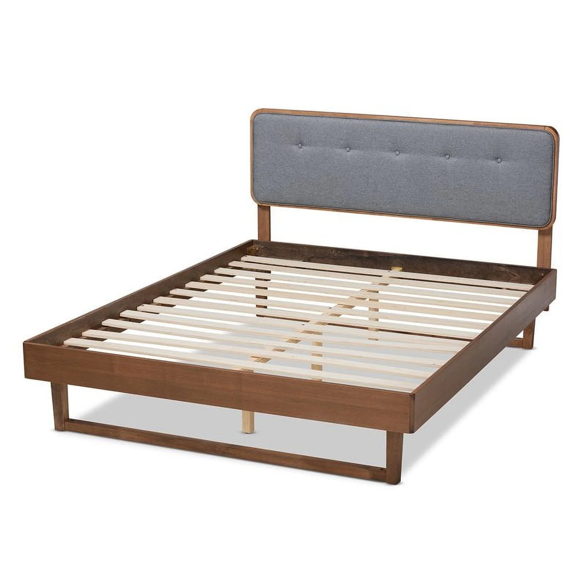 Gray Upholstered Wood King Size Platform Bed M13558