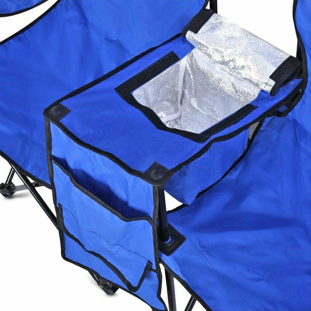 Blue Portable Double Folding Chair with Carry Case P989