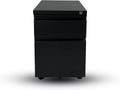 2 Drawer Mobile Vertical File Cabinet with Lock, Black Y13047